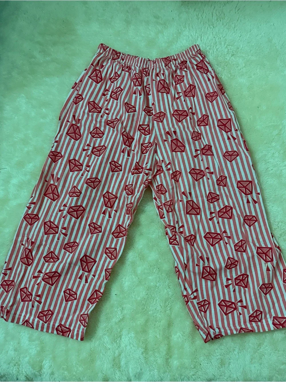 Pajama/ Diamond Stripe & Gem Print Pants